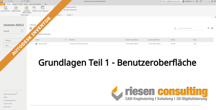 Einführung In Autodesk Inventor 2023 - Teil 1 Von 6