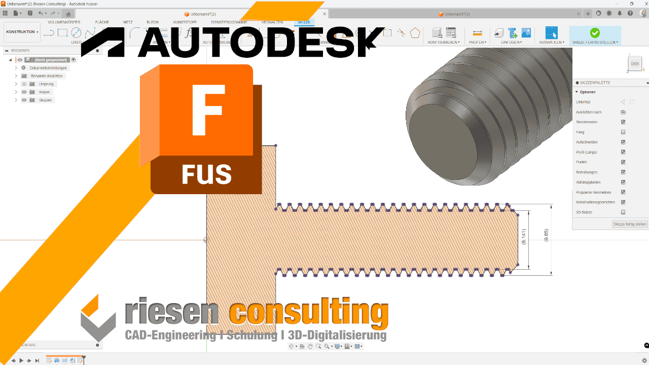 Autodesk Fusion Gewinde perfekt 3D Drucken Drucker