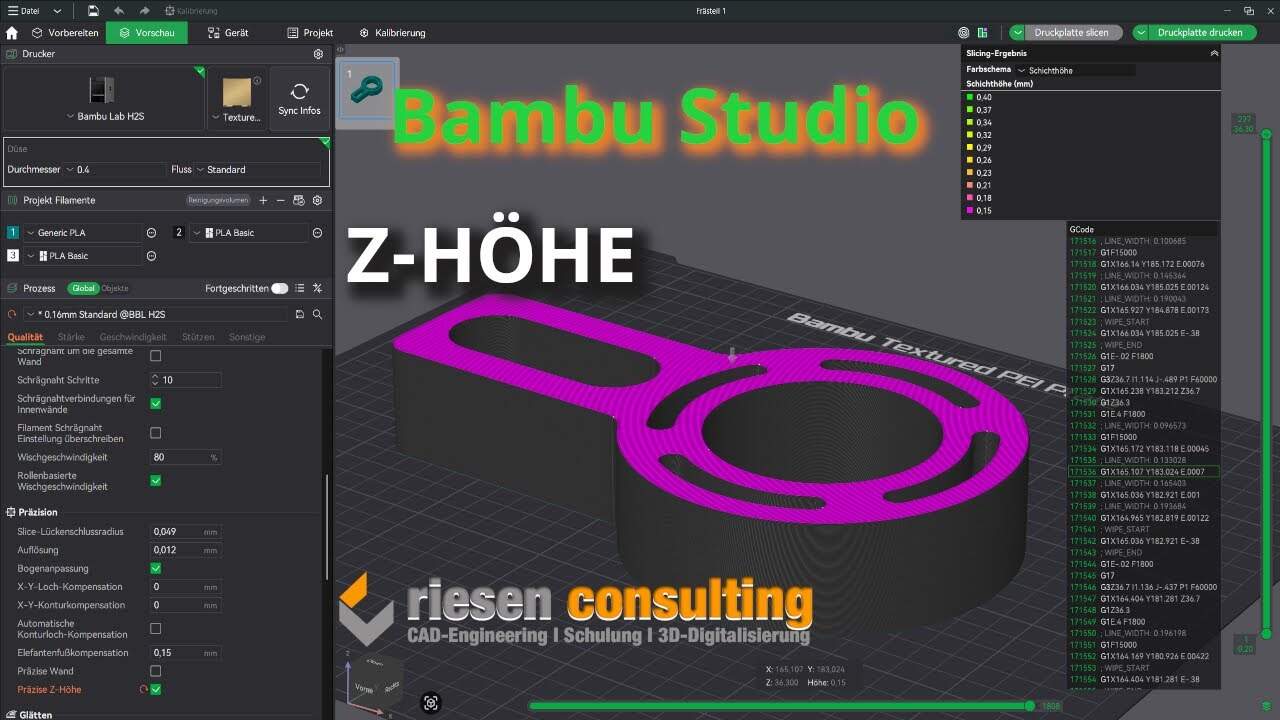 Bambu Lab Studio präzise Z-Höhe für exakte Bauteilhöhe einstellen