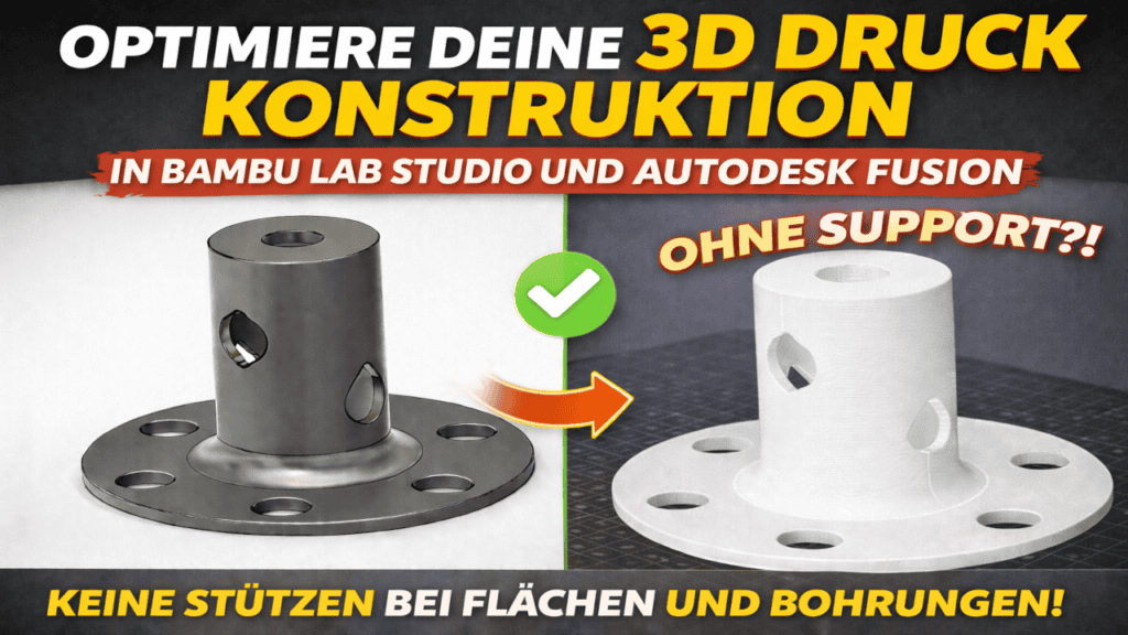 3D-Druck Konstruktion ohne Support: Flächen und Bohrungen optimieren in Autodesk Fusion und Bambu Lab Studio